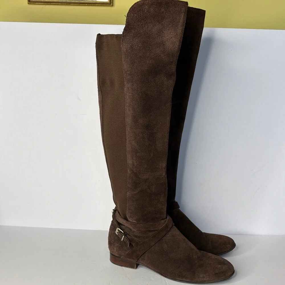 Antonio Melani Brown Suede Over the Knee Boots w/Harness Straps
